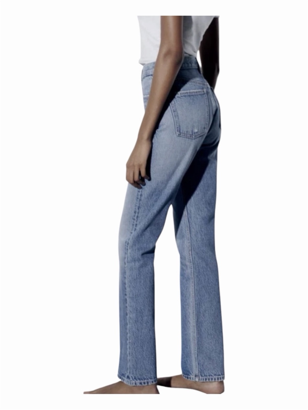 Zara High Rise Straight Leg Jeans Light Wash